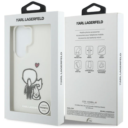 MagSafe Case for Samsung Galaxy S26 Ultra S948, Karl Lagerfeld, IML Karl & Choupette Back Logo, White