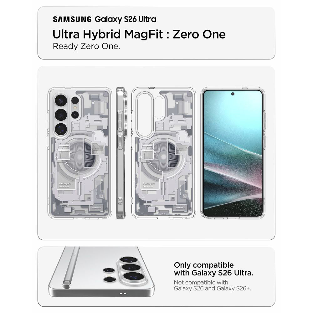 MagSafe Hülle für Samsung Galaxy S26 Ultra S948, Spigen, Ultra Hybrid Zero One, Weiß ACS10683