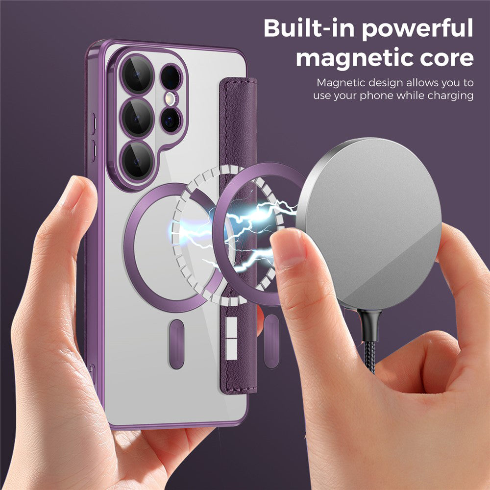 MagSafe Hülle für Samsung Galaxy S26 Ultra, Techsuit, SmartMag Book, Lila