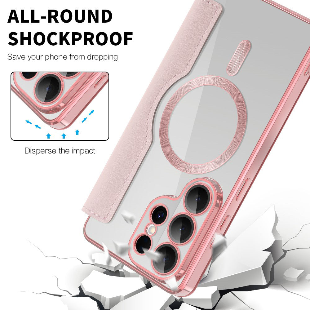 MagSafe Hülle für Samsung Galaxy S26 Ultra, Techsuit, SmartMag Book, Rosa