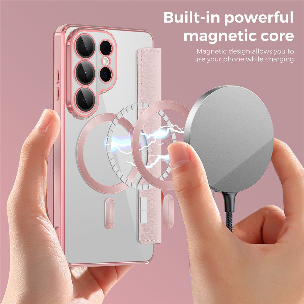 MagSafe Hülle für Samsung Galaxy S26 Ultra, Techsuit, SmartMag Book, Rosa