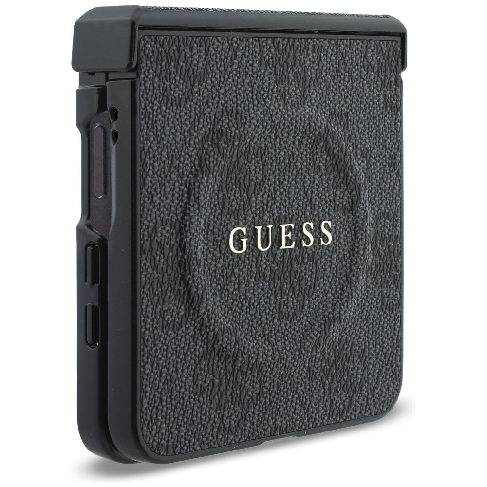 MagSafe Case for Samsung Galaxy Z Flip8 F776, Guess, 4G Leather Classic, Black