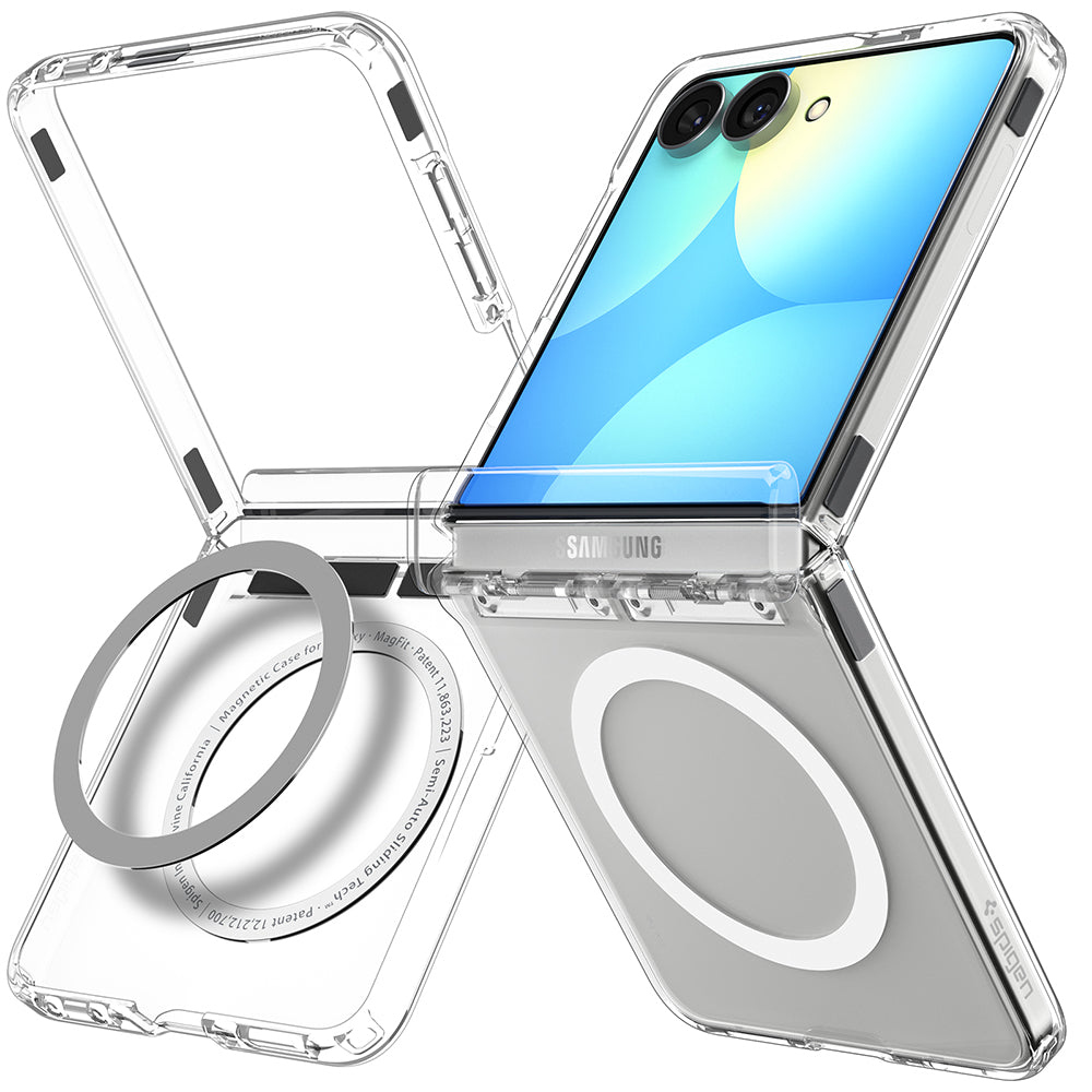 MagSafe-Hülle für Samsung Galaxy Z Flip8 F776, Spigen, Ultra Hybrid Pro, Transparent Weiß ACS11524