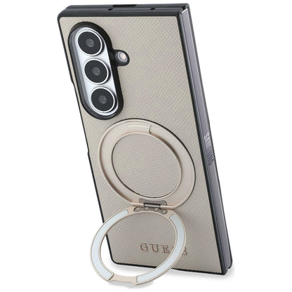 MagSafe Case for Samsung Galaxy Z Fold8 Ultra F976, Guess, Ring Stand Grained Classic Logo, Beige