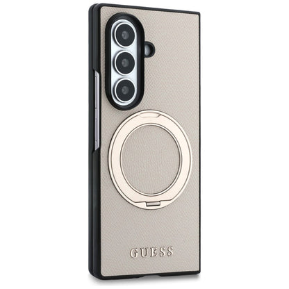 MagSafe Case for Samsung Galaxy Z Fold8 Ultra F976, Guess, Ring Stand Grained Classic Logo, Beige