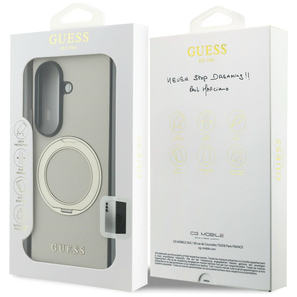 MagSafe Case for Samsung Galaxy Z Fold8 Ultra F976, Guess, Ring Stand Grained Classic Logo, Beige