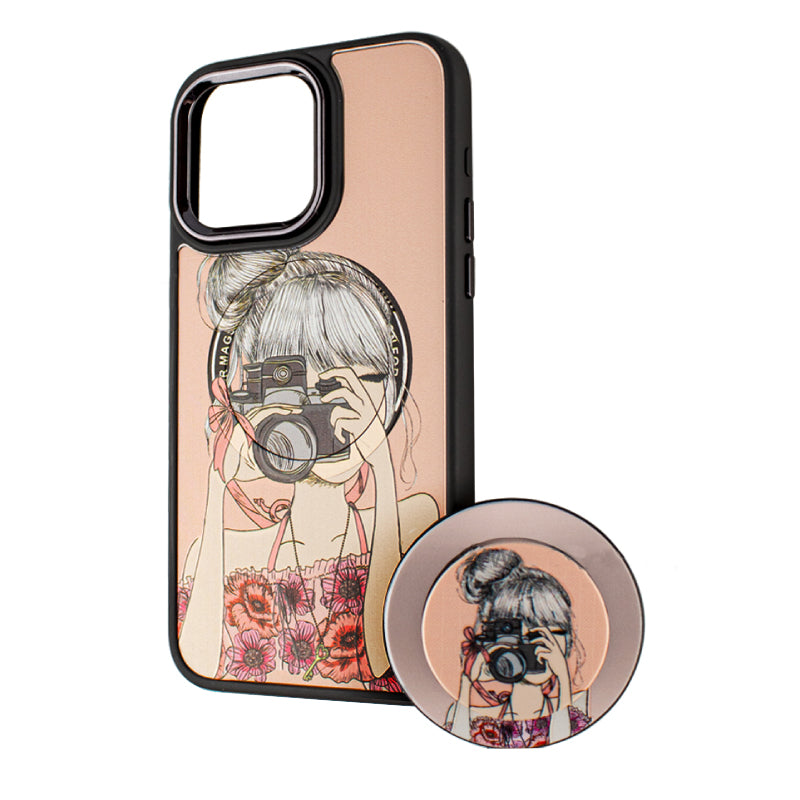 MagSafe Case for Xiaomi Redmi 10A / 9C, BOTER, MagPopsocket Photo Girl, Multicolor