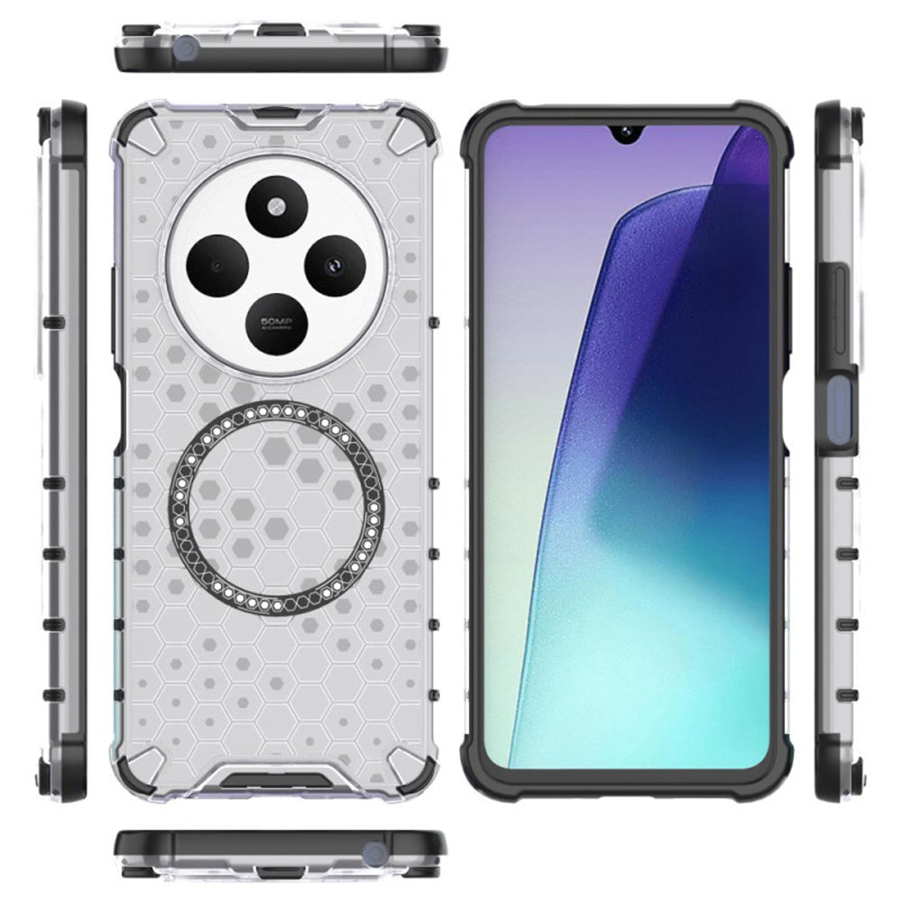 MagSafe-Hülle für Xiaomi Poco C75 / Redmi 14C, Techsuit, HoneyComb Shield, Weiß