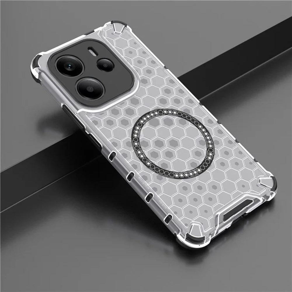 MagSafe-Hülle für Xiaomi Redmi Note 14 4G (Regional), Techsuit, HoneyComb Shield, Weiß