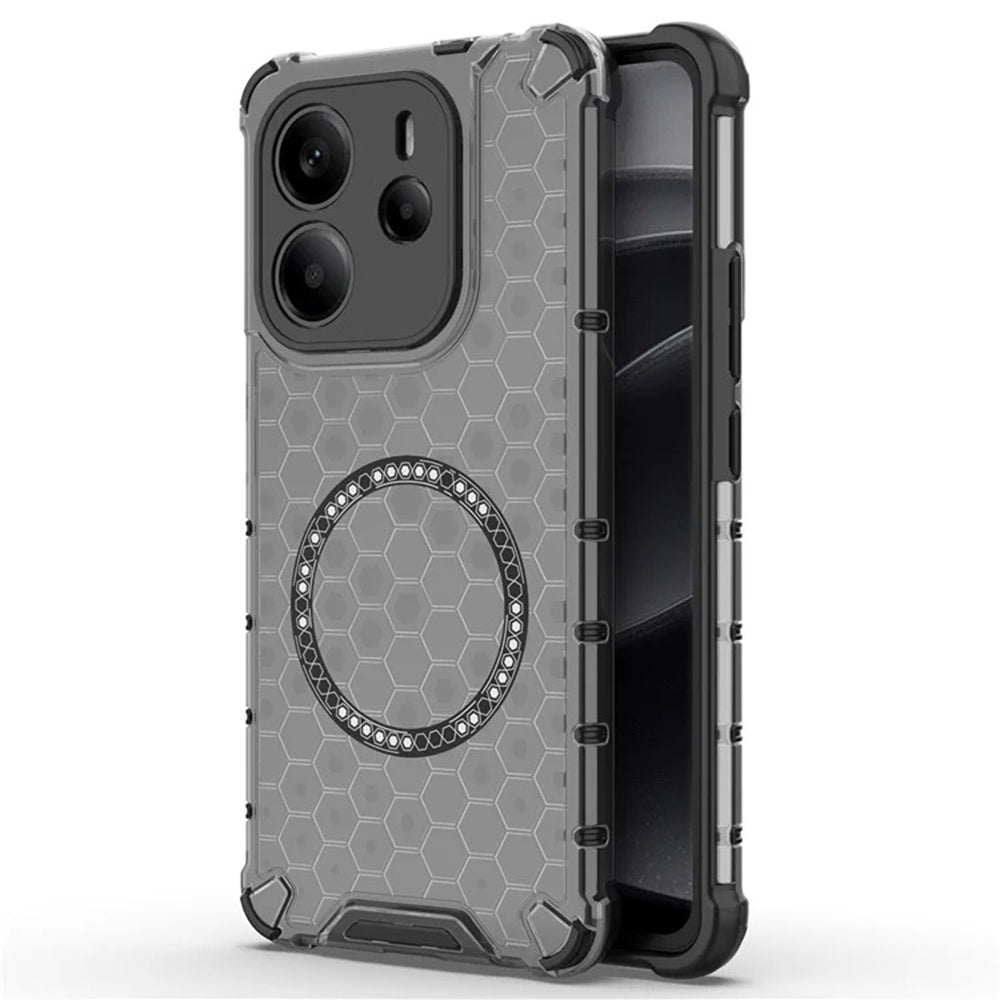 MagSafe-Hülle für Xiaomi Redmi Note 14 4G (Regional), Techsuit, HoneyComb Shield, Schwarz