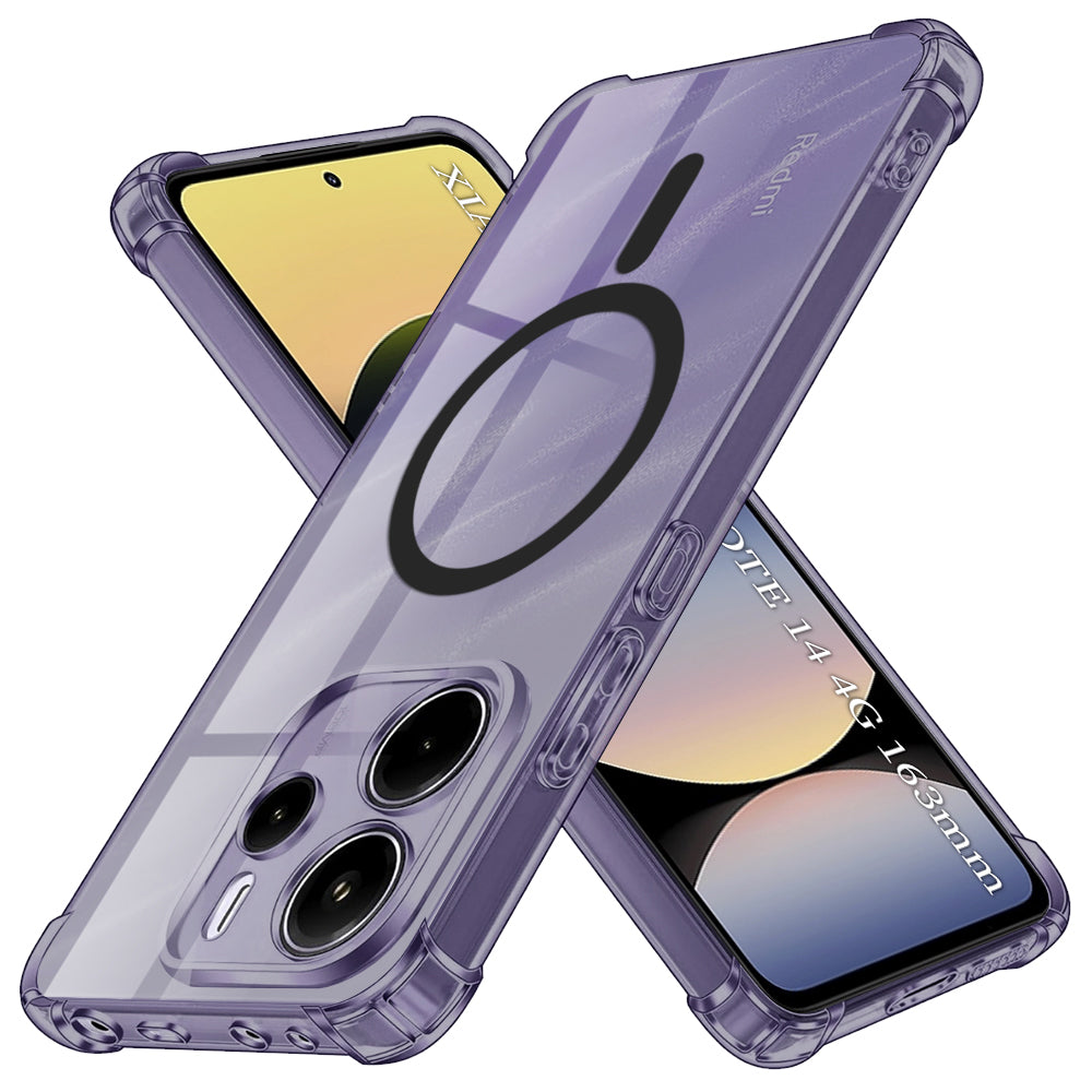 MagSafe-Hülle für Xiaomi Redmi Note 14 4G (Standard), Techsuit, stoßfest transparent, rauchfarben