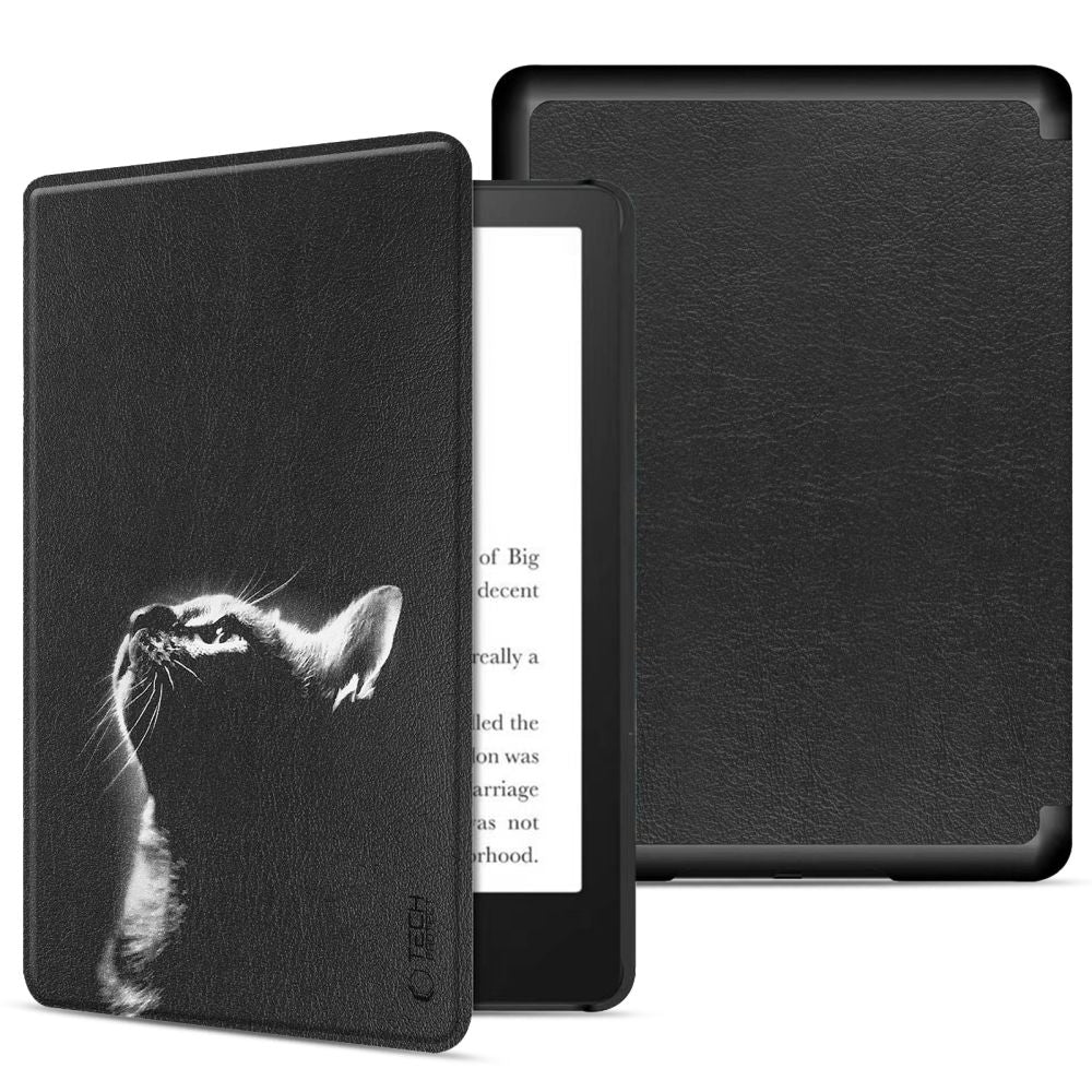 Hülle für Amazon Kindle Paperwhite 6 Zoll, Tech-Protect, SmartCase Cat, Schwarz