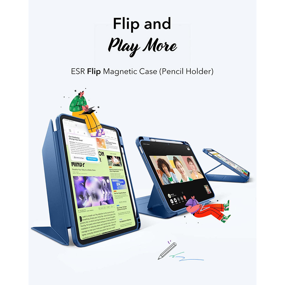Hülle für Apple iPad (2025) / (2022), ESR, Flip Hybrid, Blau