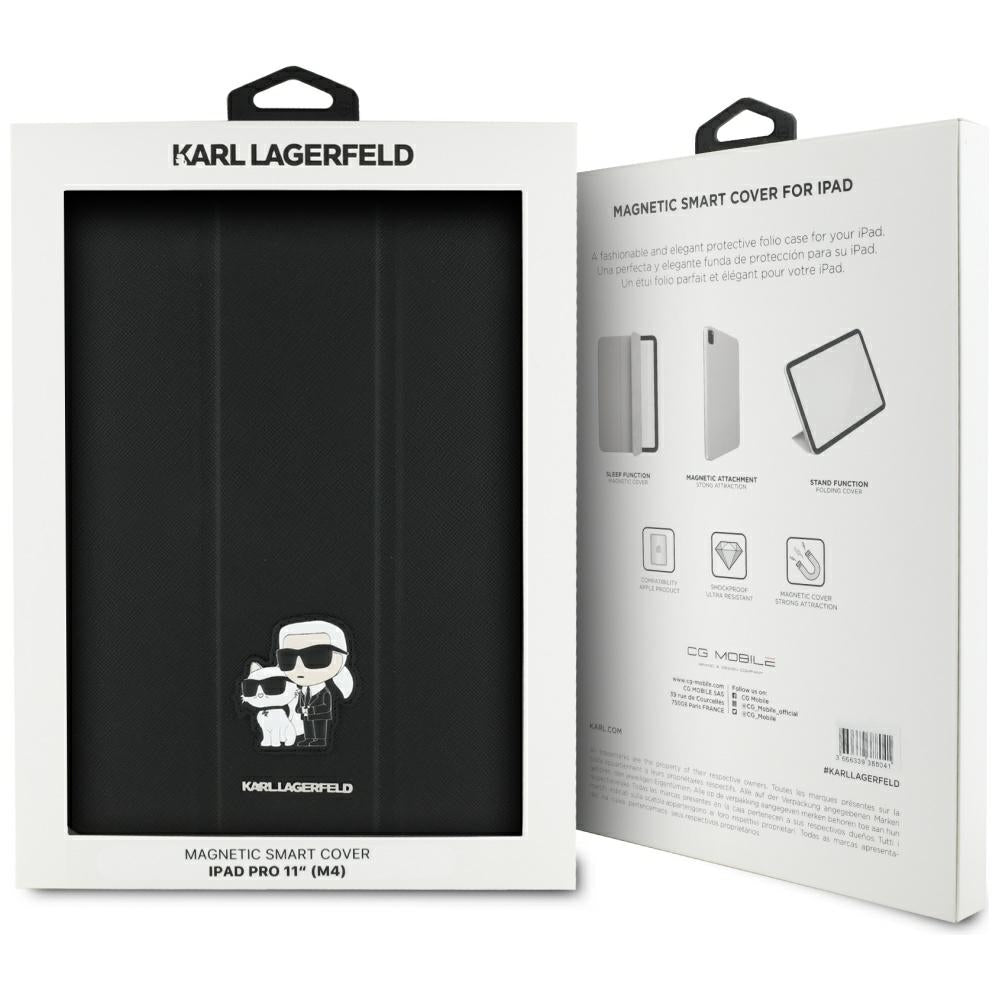 Hülle für Apple iPad Pro 11 (2024), Karl Lagerfeld, Saffiano Karl & Choupette, Schwarz