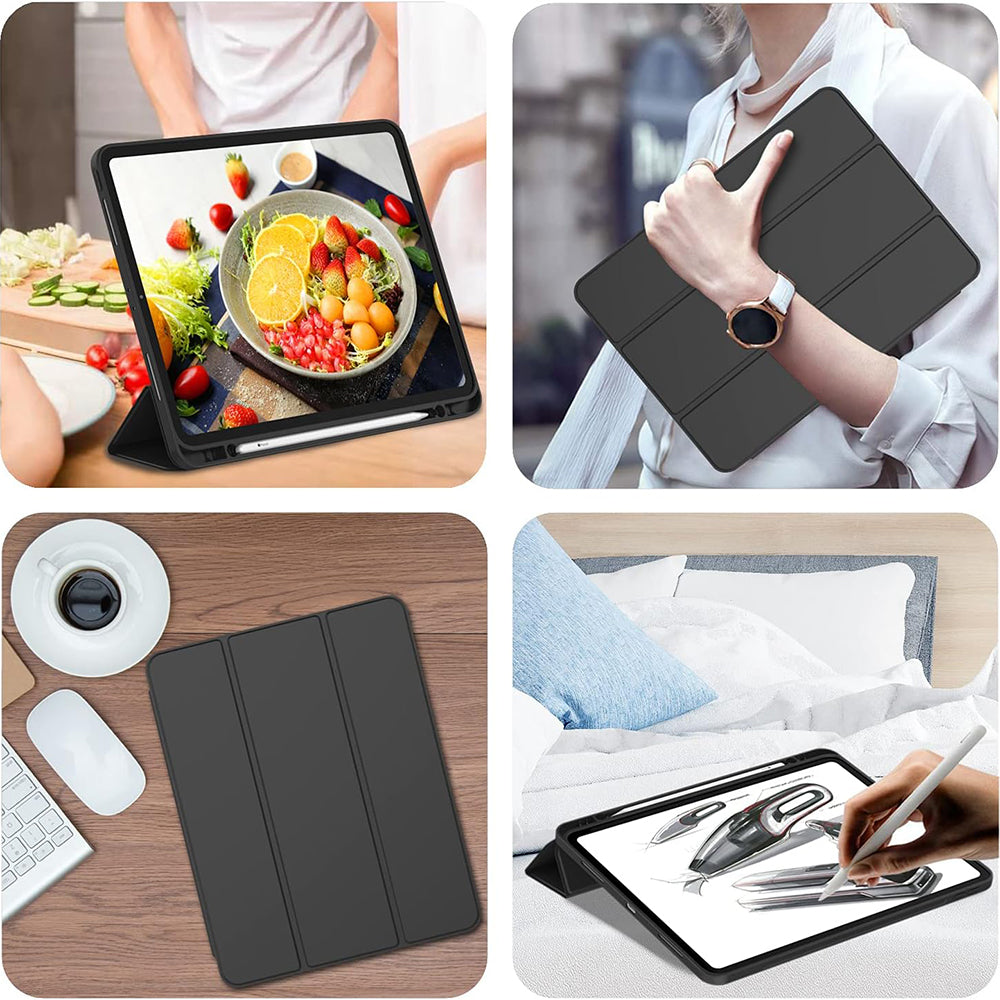 Hülle für Apple iPad Pro 12.9 (2022) / Pro 12.9 (2021) / Pro 12.9 (2020) / Pro 12.9 (2018), Techsuit, Flex Trifold, Blau