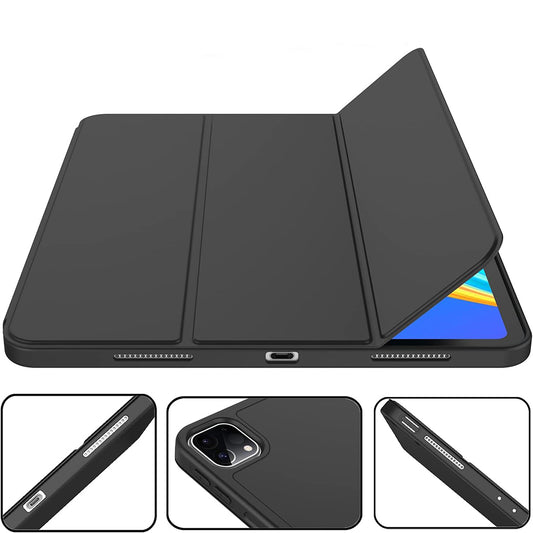 Hülle für Apple iPad Pro 12.9 (2022) / Pro 12.9 (2021) / Pro 12.9 (2020) / Pro 12.9 (2018), Techsuit, Flex Trifold, Schwarz