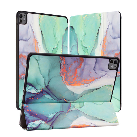 Hülle für Apple iPad Pro 13 (2024), Techsuit, FoldPro Green Time, Mehrfarbig