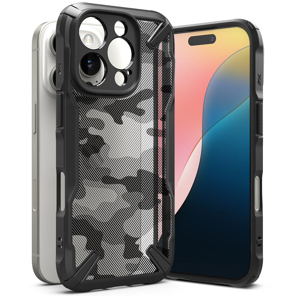 Hülle für Apple iPhone 16 Pro, Ringke, Fusion X Camo, Schwarz