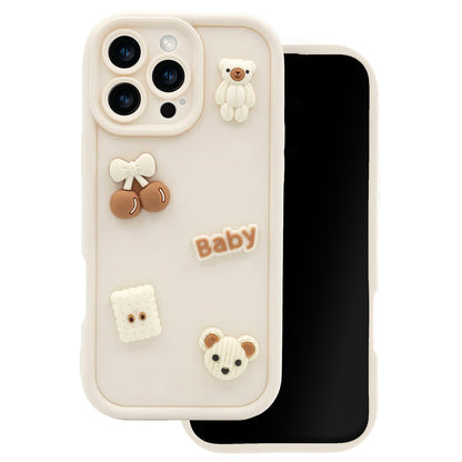 Hülle für Apple iPhone 12, OEM, Ultra Trendy 3D Bear, Beige