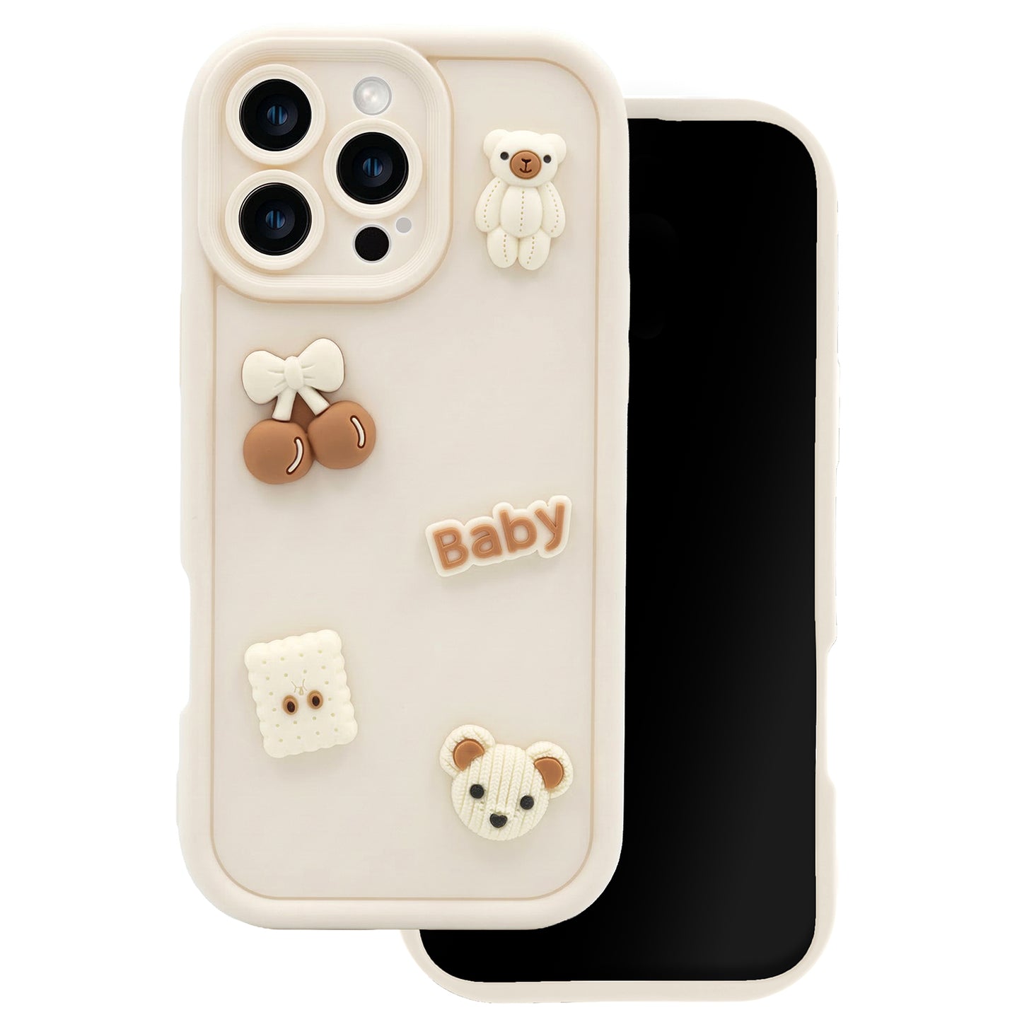 Case for Apple iPhone 16 Pro Max, OEM, Ultra Trendy 3D Bear, Beige