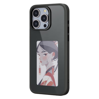 Hülle für Apple iPhone 15 Pro, OEM, individuell gestaltetes E-Ink-Display, Schwarz