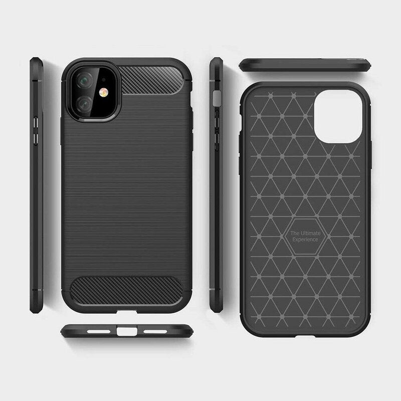 Hülle für Apple iPhone 12 / 12 Pro, Techsuit, Carbon, Schwarz