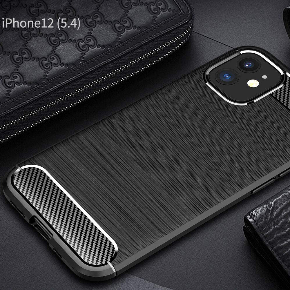 Hülle für Apple iPhone 12 mini, Techsuit, Carbon, Schwarz