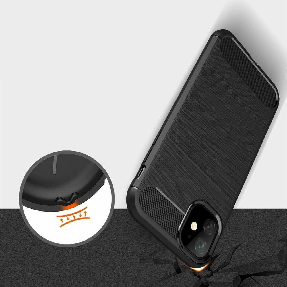 Hülle für Apple iPhone 12 mini, Techsuit, Carbon, Schwarz