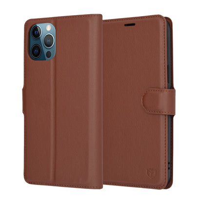 Hülle für Apple iPhone 12 Pro Max, Techsuit, Leder-Folio, Braun