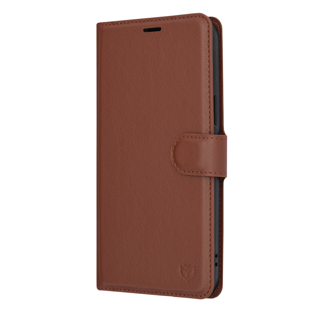 Hülle für Apple iPhone 12 Pro Max, Techsuit, Leder-Folio, Braun