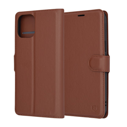 Hülle für Apple iPhone 12 Pro Max, Techsuit, Leder-Folio, Braun