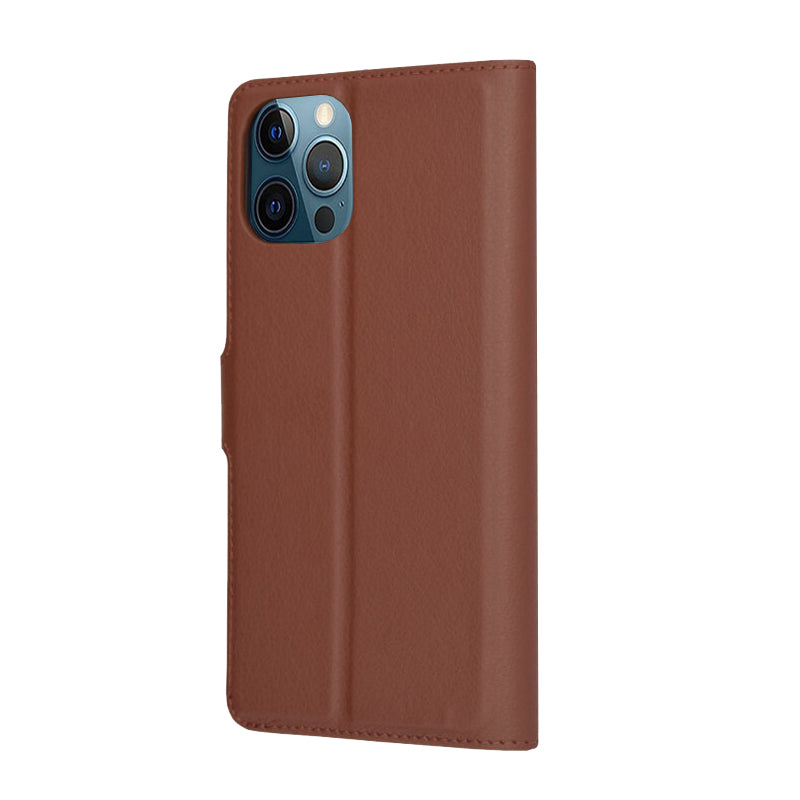 Hülle für Apple iPhone 12 Pro Max, Techsuit, Leder-Folio, Braun