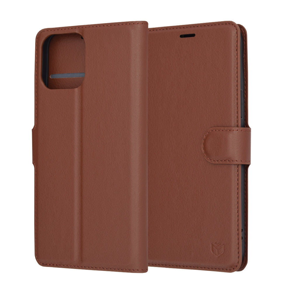 Case for Apple iPhone 13 Pro Max, Techsuit, Leather Folio, Brown