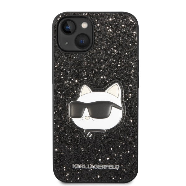 Hülle für Apple iPhone 14 Plus, Karl Lagerfeld, Glitter Choupette Patch, Schwarz