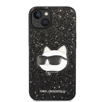Hülle für Apple iPhone 14 Plus, Karl Lagerfeld, Glitter Choupette Patch, Schwarz