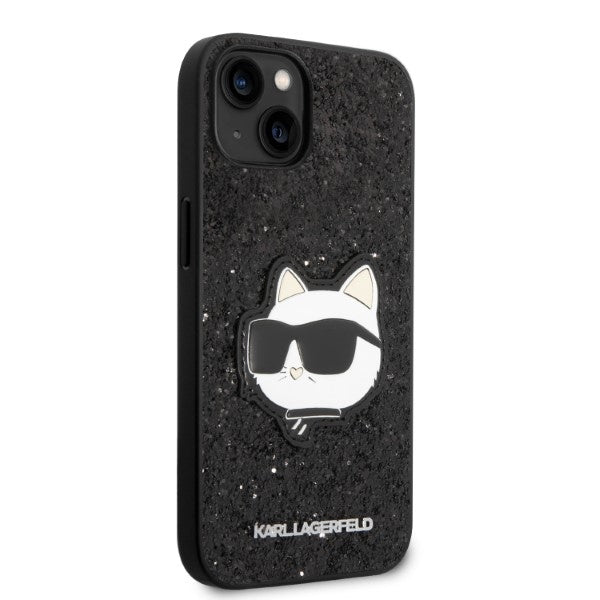 Hülle für Apple iPhone 14 Plus, Karl Lagerfeld, Glitter Choupette Patch, Schwarz