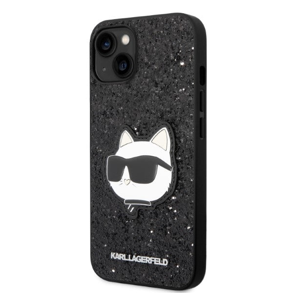 Hülle für Apple iPhone 14 Plus, Karl Lagerfeld, Glitter Choupette Patch, Schwarz