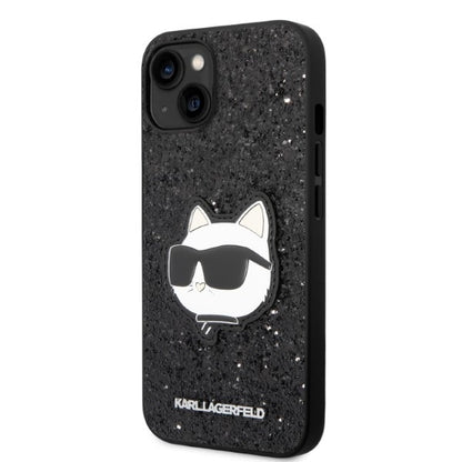 Hülle für Apple iPhone 14 Plus, Karl Lagerfeld, Glitter Choupette Patch, Schwarz