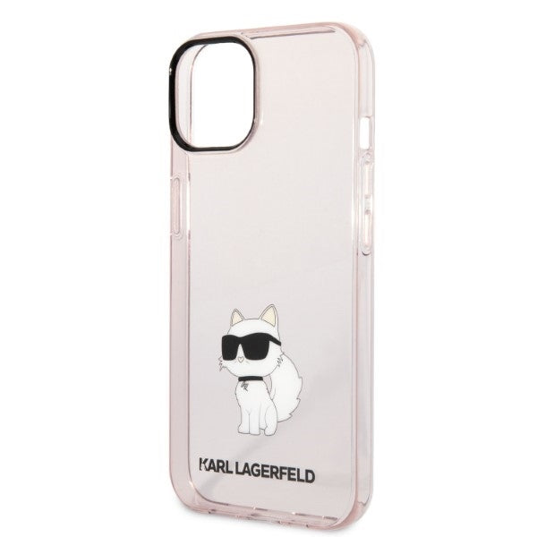 Hülle für Apple iPhone 14 Plus, Karl Lagerfeld, Ikonik Choupette, Rosa