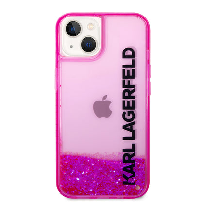 Hülle für Apple iPhone 14 Plus, Karl Lagerfeld, Liquid Glitter KL Logo, Rosa