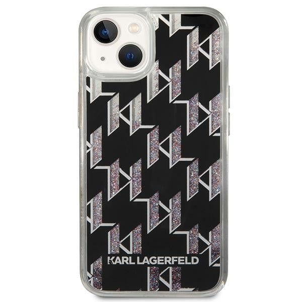 Hülle für Apple iPhone 14 Plus, Karl Lagerfeld, Liquid Glitter Monogram, Schwarz