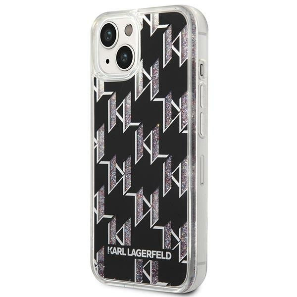 Hülle für Apple iPhone 14 Plus, Karl Lagerfeld, Liquid Glitter Monogram, Schwarz