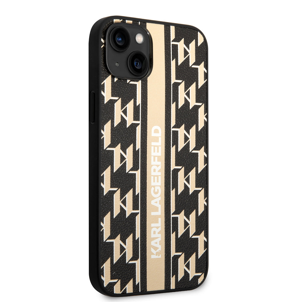 Case for Apple iPhone 14 Plus, Karl Lagerfeld, Monogram Stripe, Brown