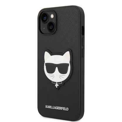 Hülle für Apple iPhone 14 Plus, Karl Lagerfeld, Saffiano Choupette's Head, Schwarz