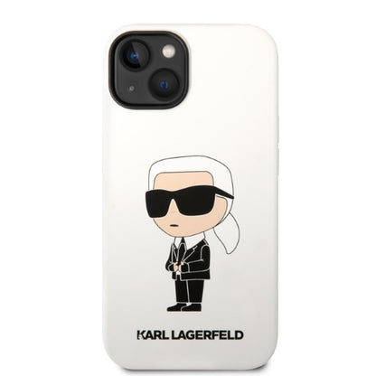 Hülle für Apple iPhone 14 Plus, Karl Lagerfeld, Silicone Ikonik Karl, Weiß