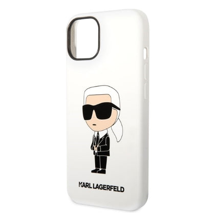 Hülle für Apple iPhone 14 Plus, Karl Lagerfeld, Silicone Ikonik Karl, Weiß