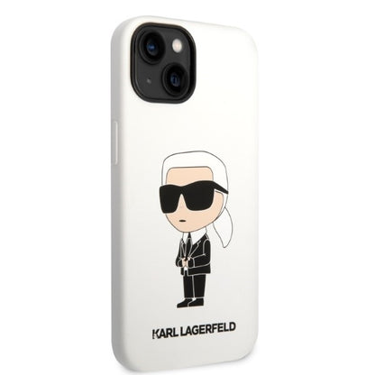Hülle für Apple iPhone 14 Plus, Karl Lagerfeld, Silicone Ikonik Karl, Weiß