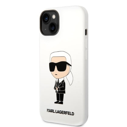 Hülle für Apple iPhone 14 Plus, Karl Lagerfeld, Silicone Ikonik Karl, Weiß