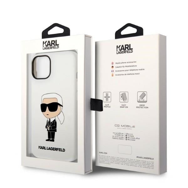 Hülle für Apple iPhone 14 Plus, Karl Lagerfeld, Silicone Ikonik Karl, Weiß