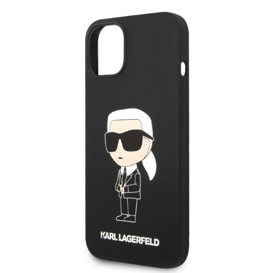 Hülle für Apple iPhone 14 Plus, Karl Lagerfeld, Silicone Ikonik Karl, Schwarz